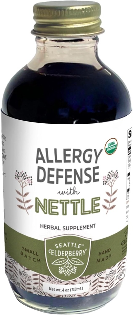 Defensa de la alergia con Nettle – Suplemento herbario libre de gluten con beneficios de la alergia a los ingredientes orgánicos en pequeños lotes en Estados Unidos - 4oz