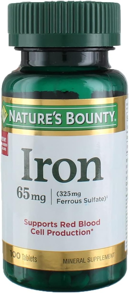 Hierro 65 mg, 4 Botellas (100 Cuenta)