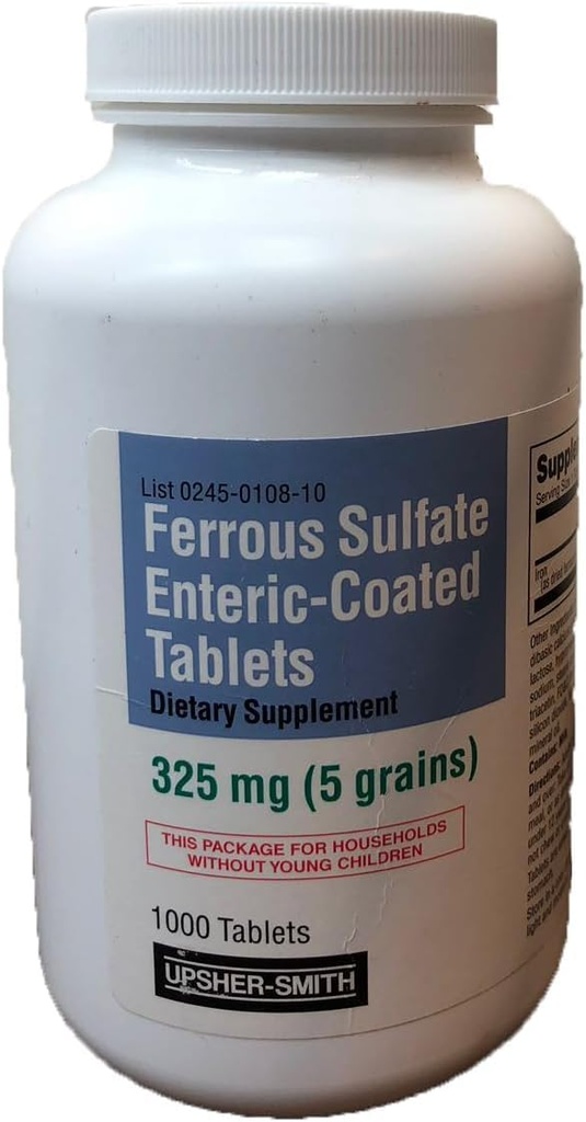 Ferrous Sulfate Enteric-Coated 325 mg 1000 Tabletas