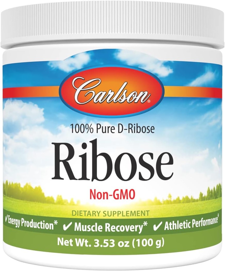 Carlson - Ribose, 100% puro D-Ribose, no GMO, producción de energía, recuperación muscular " rendimiento deportivo, 3,53 oz (100 g)