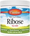Carlson - Ribose, 100% Pure D-Ribose, Non-GMO, Energy Production, Muscle Recovery & Athletic Performance, 3.53 oz (100 g)