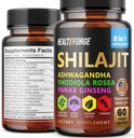 Shilajit Capsules Extracto Orgánico Blend 60 cápsulas para hombres y mujeres - Shilajit Suplemento 9000mg Ashwagandha, Immune Apoyo Suplemento 2000mg Rhodiola Suplemento, Ginko Ginkgo Biloba