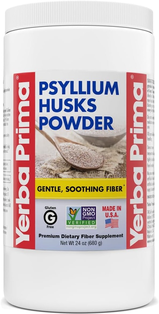 Yerba Prima Psyllium Husk Powder - 24 oz - Fine Ground, Unflavored, Sugar Free - Natural Fiber Supplement - También para Baking - Contiene tanto Soluble & Insoluble Bulk for Regularity Support