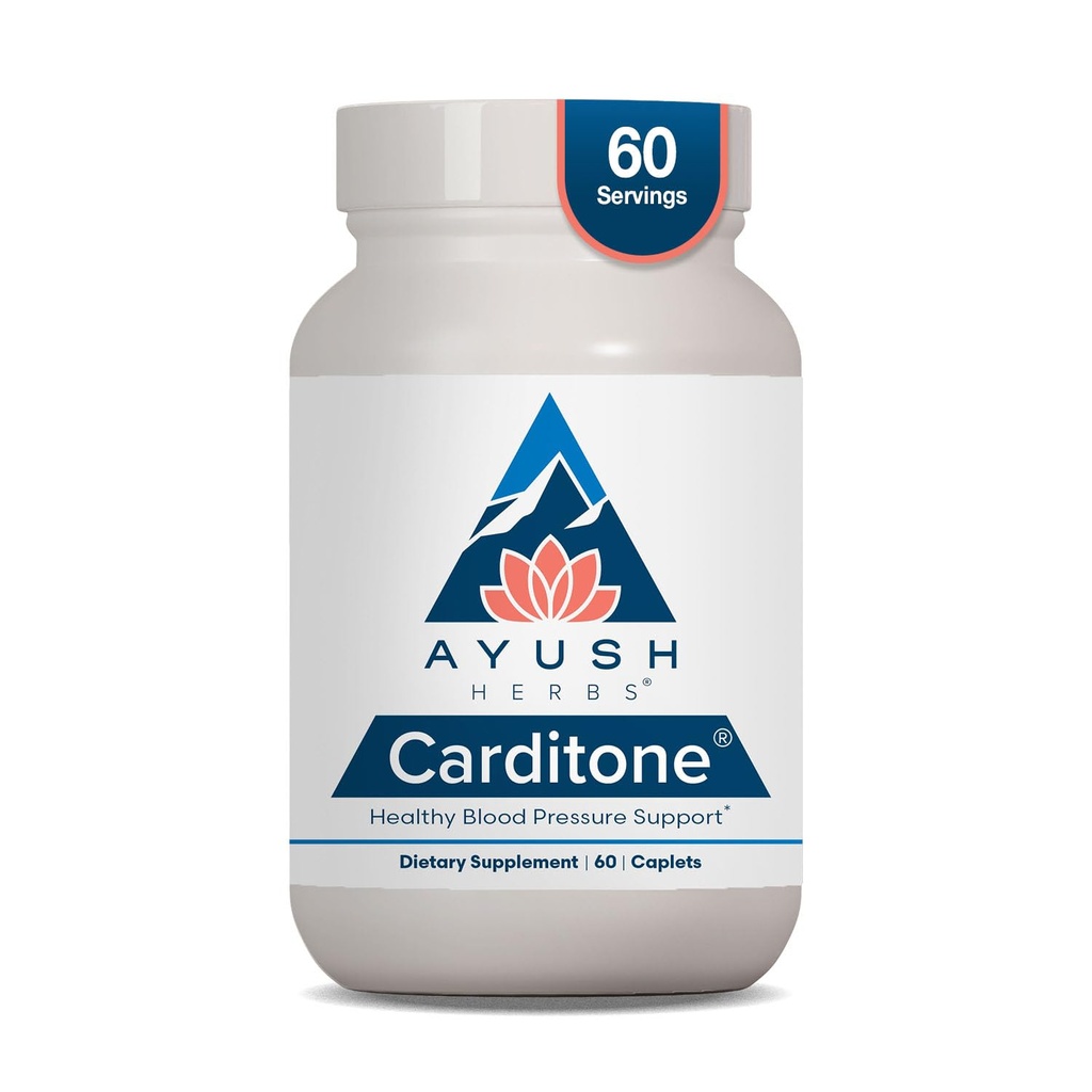 Ayush Herbs Carditone - Natural Heart Health Supplement for Women &amp; Men, Holistic Heart Support with Rauwolfia, Arjuna, Calcium, and Magnesium - 60 Vegetarian Caplets (1 Count)