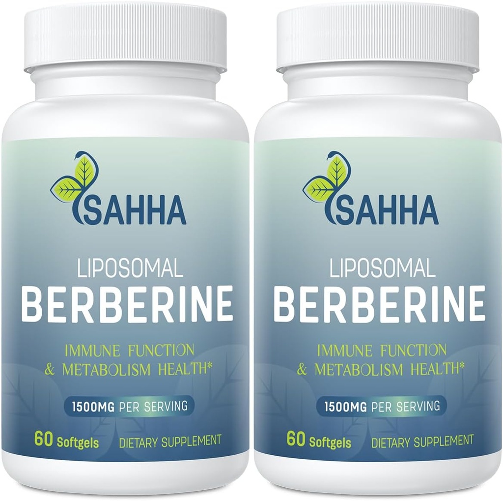 Sahha Liposomal Berberine HCL 1500mg – apoya la activación AMPK & GLP-1, alta biodisponibilidad para hombres y mujeres Suplemento general de salud (2 Pack