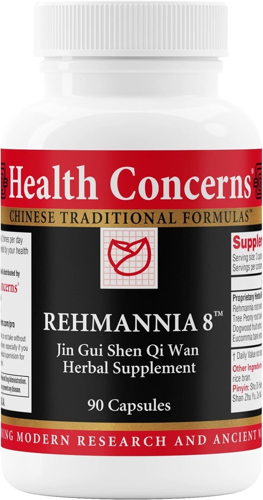 Health Concerns Rehmannia 8 - Kidney Cleanse Detox &amp; Repair Supplement - Back Discomfort & Urinary Tract Health for Women &amp; Men - Traditional Chinese Herbal Formula for Backaches - 90 Capsules