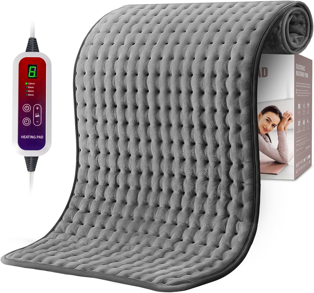 Qfun Extra Large Heating Pad for Back Pain Relief, 19.6"x39.3" XXL Fast Heat Pad Neck and Shoulde Electric Heating Pad for Period Cramps with 6 Heat Settings & Auto Shut-Off,Christmas Gifts for Men
