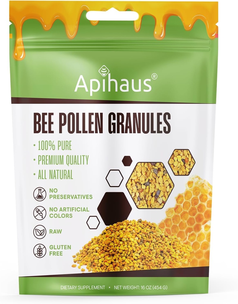 Bee Pollen Granules 1 lb. - 100% puro - Fresh Raw Bee Pollen - Superfood Packed - Premium Quality Bee Pollen, Gluten Gratis
