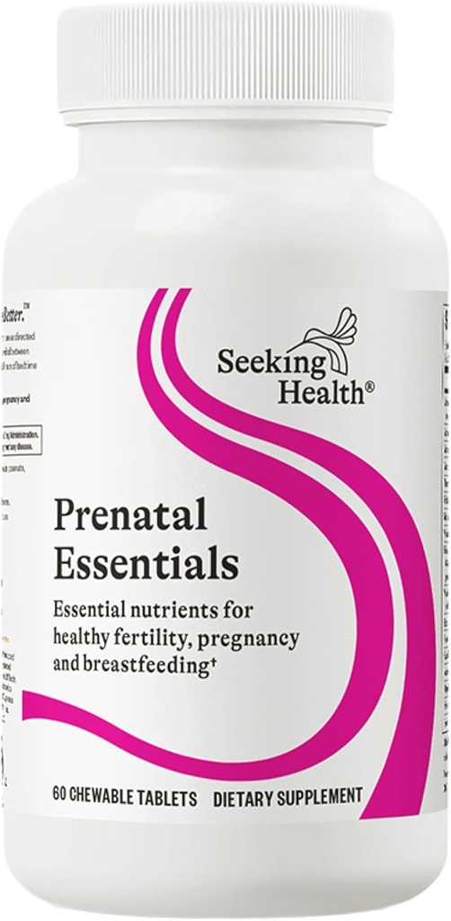Buscando Esenciales Prenatales Saludables - Suplemento de Apoyo Prenatal con Riboflavin - Fórmula apoya Salud Inmunitaria &amp; Metilación - B12 Suplemento de Apoyo al Desarrollo Genético - 60 Tablas