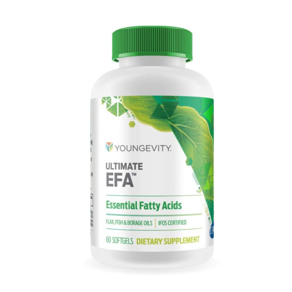 Youngevity Ultimate EFATM – Omega 3, 6 &amp; 9 Suplemento Silencioso de Borage, Flax &amp; Fish Oils ← Soporta Corazón, Cerebro &amp; Salud general TEN 60 Soft Gels