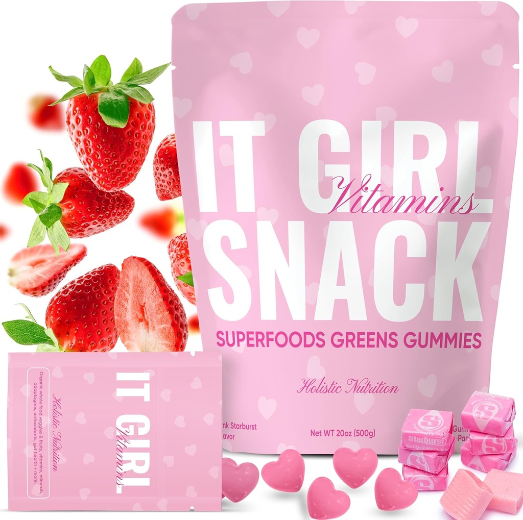 Snacks saludables para adultos - Daily Super Greens Gummies, Multivitamin Superfood Gummy Bears, Spirulina, Clorella, Prebióticos " Fiber for Digestive Health, Adaptogens Supplement, 20 Vitaminas " Minerals