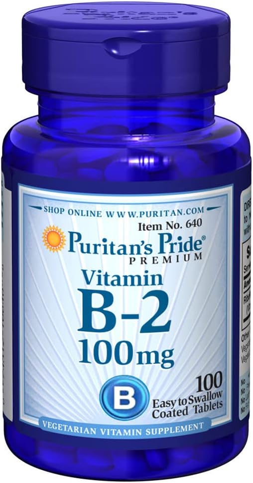 Puritans Pride Vitamina B-2 100 Mg Tablets, 100 Cuenta