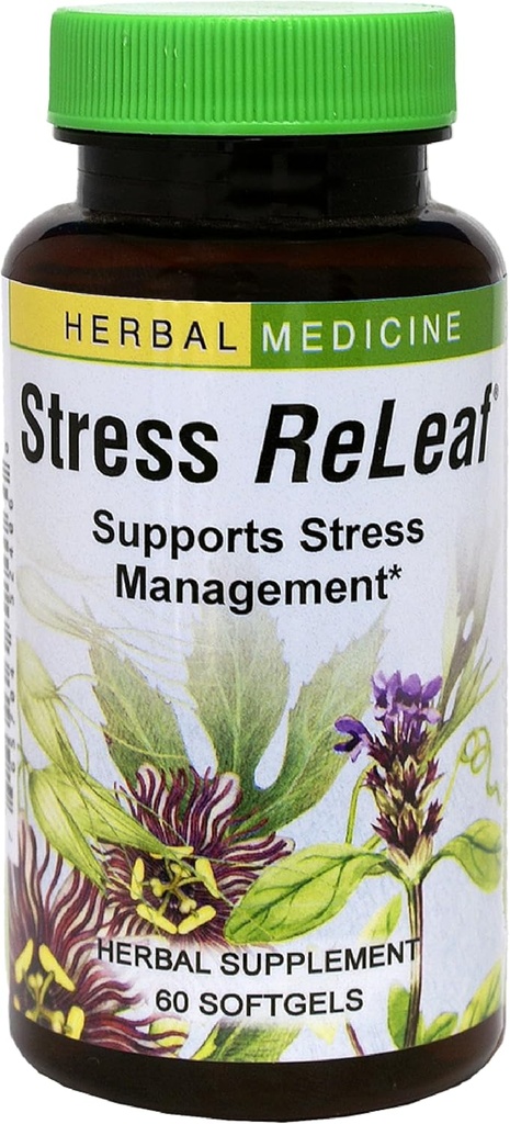 Herbs Etc. Stress ReLeaf - Suplemento herbal para apoyar la relajación - Estrés Apoyo Suplemento - Sin gluten - 60 Softgels (60 Servimientos)