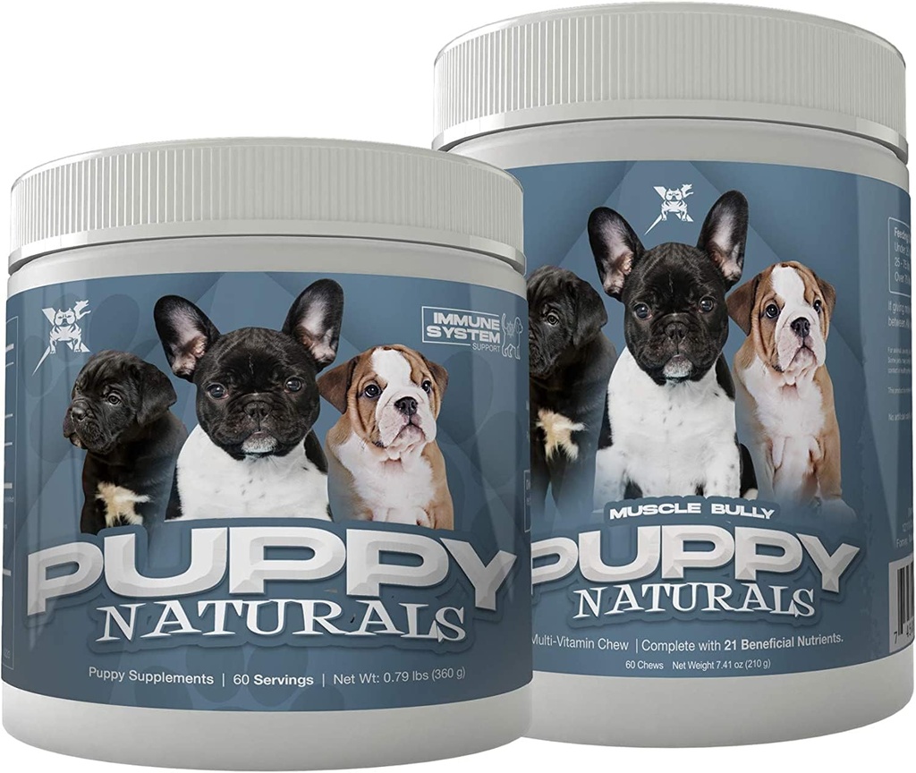 Puppy Naturals ← Muscle Building Immunity Milk Replacer + 10 en 1 Puppy MultiVitamin Nutrient Chew ¦ Veterinarian Formulated. Apoyo nutricional para cachorros de cultivo (60 prestaciones).