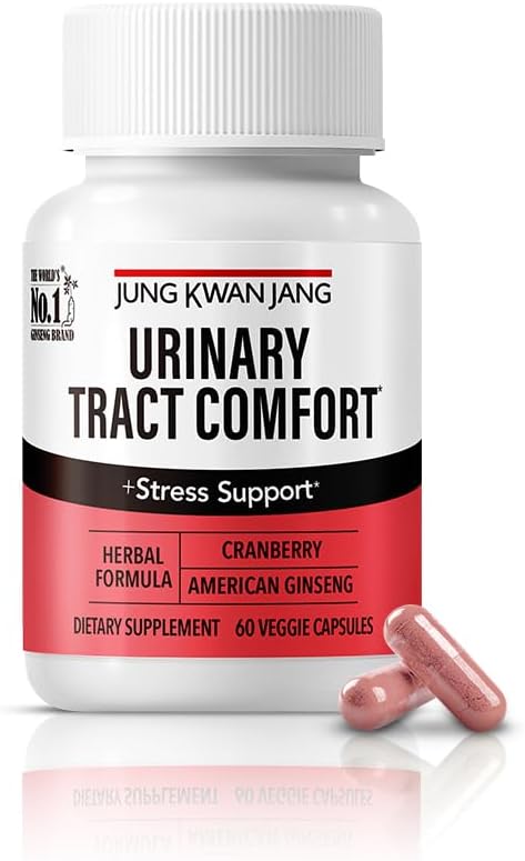JUNG KWAN JANG Urinary Tract Comfort Fórmula con Pacran Cranberry 500mg, American Ginseng 143mg - Urinary Tract Health Support Suplemento - 60 cápsulas para mujeres y hombres