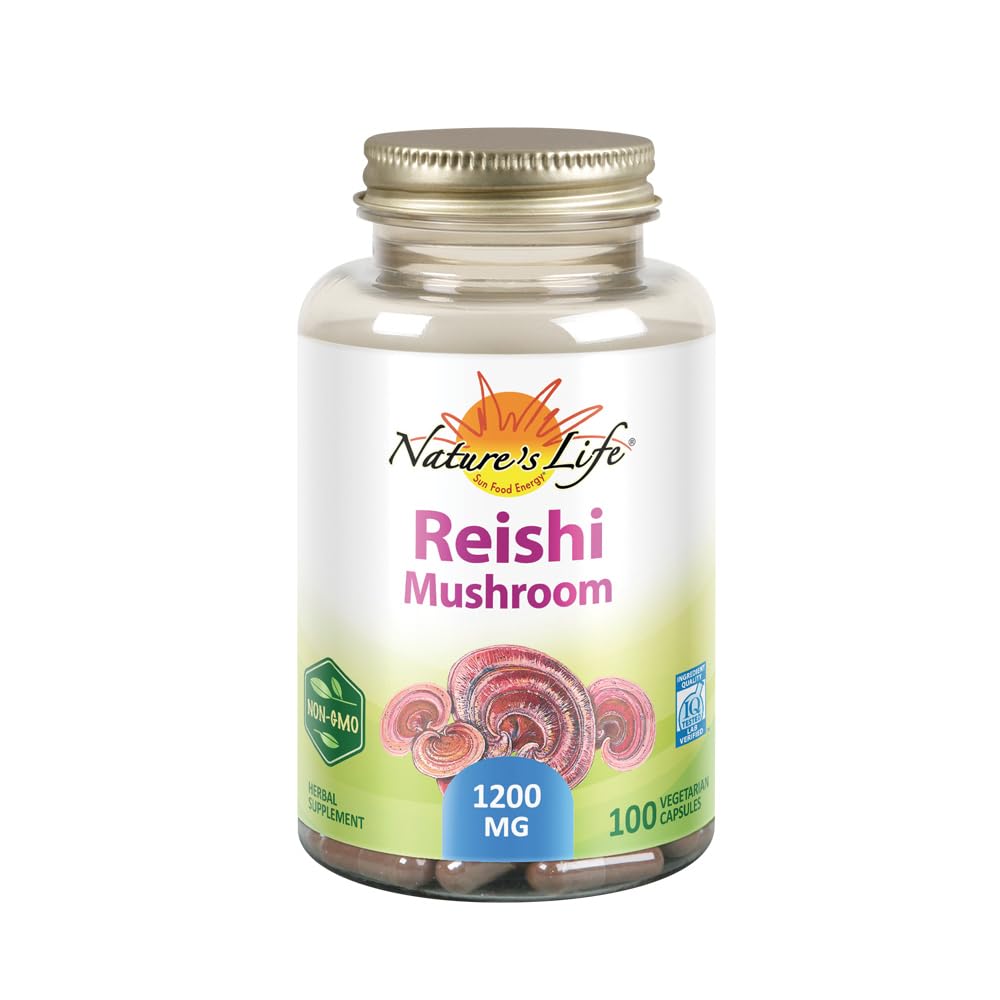 La vida de la naturaleza Reishi Mushroom 1200 mg ← Función sana de la inmune, Energía &amp; Mood Support Suplemento Silencio No GMO &amp; Lab Verified ← 100 Vegetarian Capsules