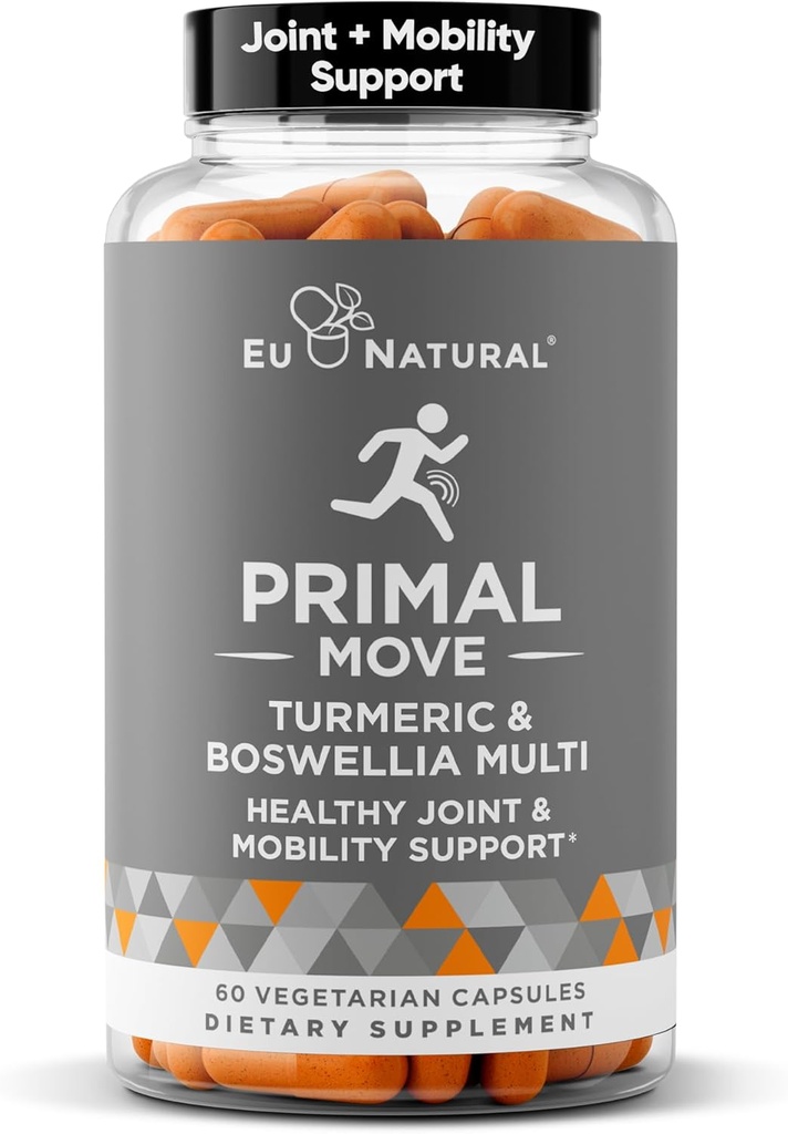 Primal Joint &amp; Mobility Support - Advanced Joint Support Supplement for Women and Men - Turmeric, Boswellia, Ginger and Boron for Whole-Body Flexibility, Joint Health & Comfort - 60 Veg Soft Capsules