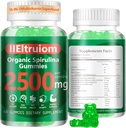Organic Blue Spirulina Chlorella Gummies, 13-in-1 Super Greens & Superfoods, Spirulina 2500mg Enhanced Daily Energy with Sea Moss, Chlorophyll, GLA, Gluten Free, 60 Vegan Gummies