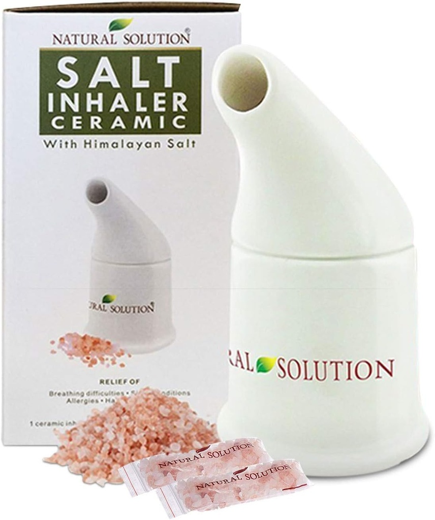 Natural Solution Ceramic Pink, Cleans The Respiratory System Great for Allergy, Asthma Relief, and Other Respiratory Conditions , Salt Inhaler, 1 Count