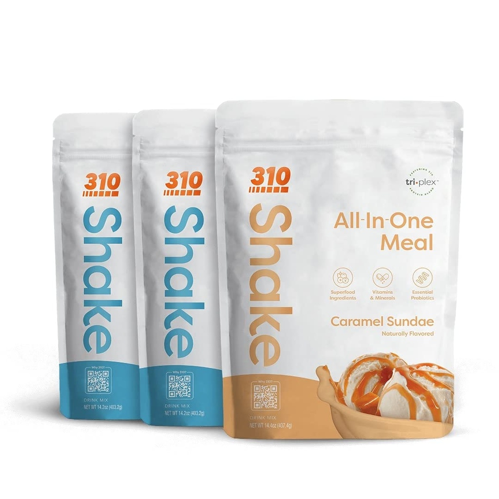 310 Nutrition – All-In-One Meal Replacement Shake - New Formula with Fiber Rich Vegan Superfood Blend - Natural Sweeteners - Low Carb Shake, Keto & Paleo Friendly - Gluten Free - 26 Essential Vitamins & Minerals - Triple Flavor Pack