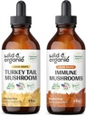 Wild &amp; Organic Turkey Tail Tincture 4 fl oz &amp; Immune Mushrooms Tincture 4 fl oz