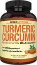 Arazo Nutrición Turmeric Curcumin con BioPerine 1300mg con Pepper Negro - Soporte Conjunto Suplementos Nutricionales - 100% Herbal Tumeric Root Capsules