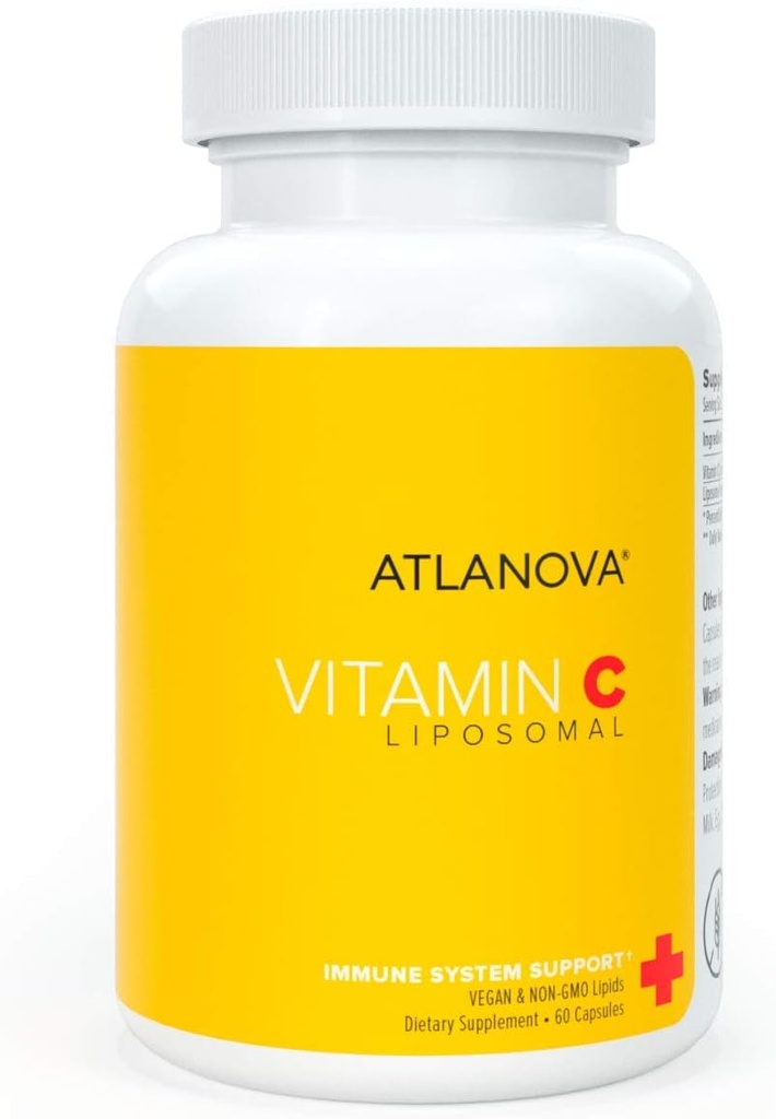 ATLANOVA Vitamina Liposómica Verdadera C 1000mg cápsulas Vegan Best Natural Non GMO Hecho en EE.UU. Antioxidante Absorción Máxima Sistema Immune Soporte &amp; Collagen Booster Liposome Lab Formula Suplemento