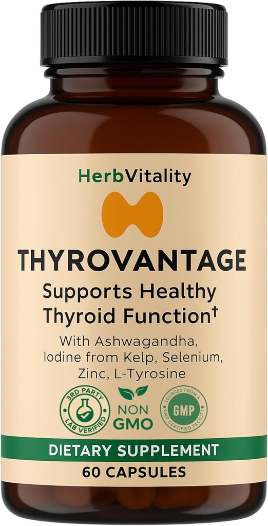 Suplemento de apoyo a la tiroides – Iodine, Kelp, Ashwagandha, Selenium, Zinc – apoya la energía, el metabolismo y el equilibrio hormonal – L-Tyrosine, Schisandra, Bladderwrack (Pack of 1)