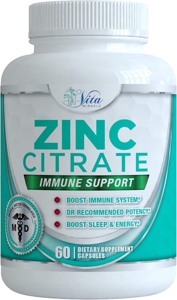 Zinc Citrate 30mg Suplemento - Soporte Inmunitario para adultos Niños Suplementos seguros Inmunitarios Vitamina Alternativa a Lozenge Tablas líquidas y Chewable