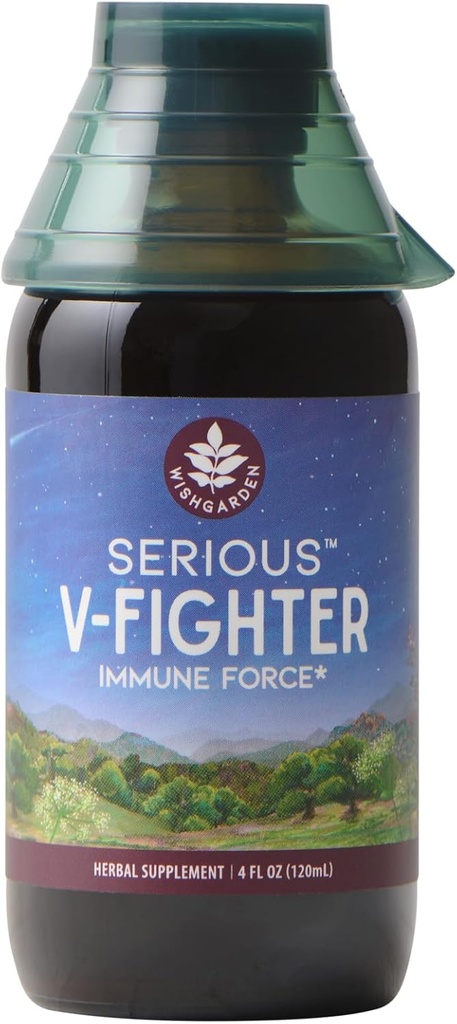 WishGarden Herbs Serious V-Fighter - Plant-Based Herbal Rapid Immune Support &amp; Respiratory Health with OSHA & Goldenseal, Soothes Aches & Irritated Lungs, Supports Optimum Body Temperature, 4oz