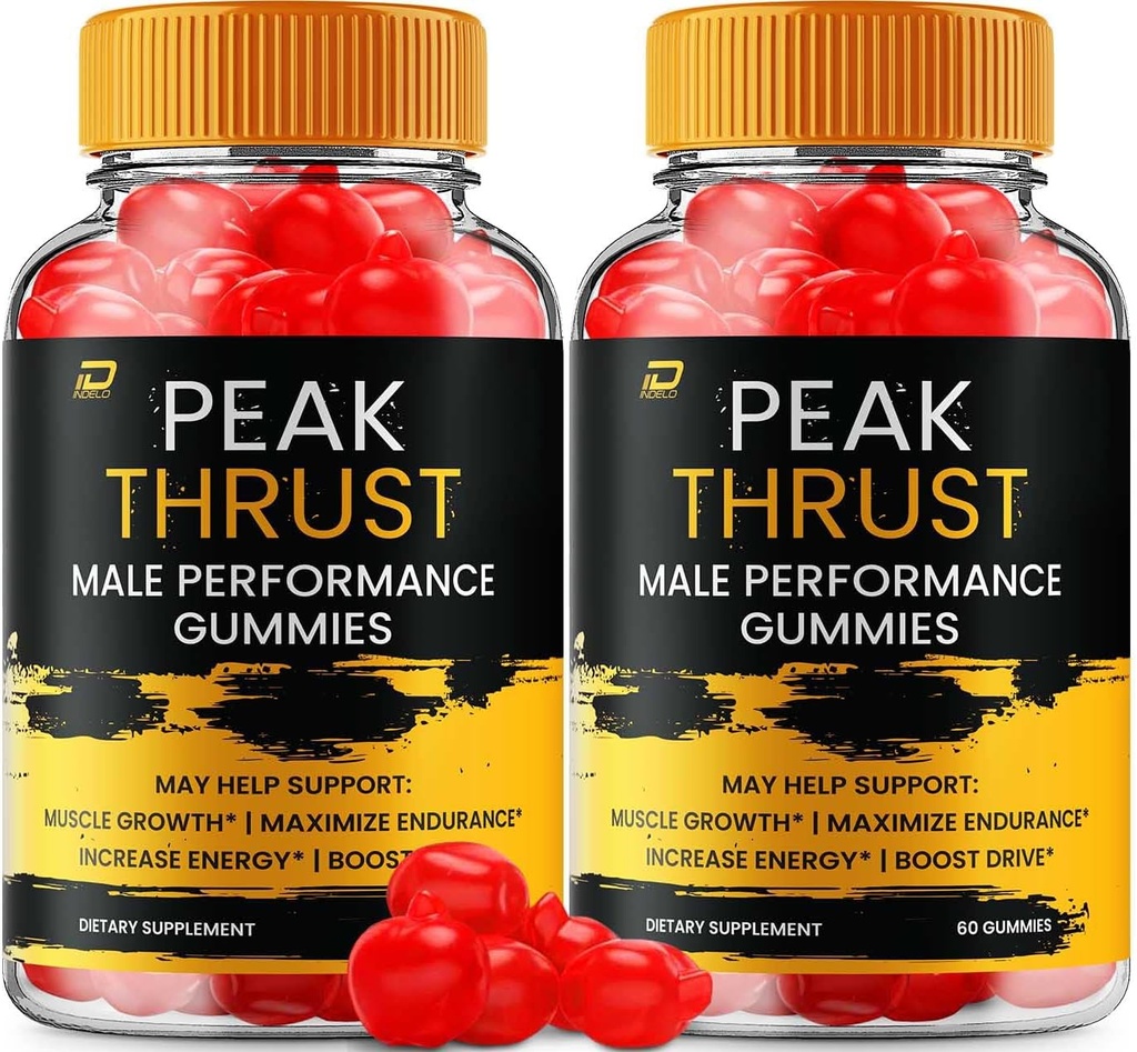 Peak Thrust Gummies for Hombre – Peak Thrust Advanced Formula, All Natural, Maximum Strength, PeakThrust Gummy, Thrust Peak Reseñas, (2 Pack – 120 Gummies)