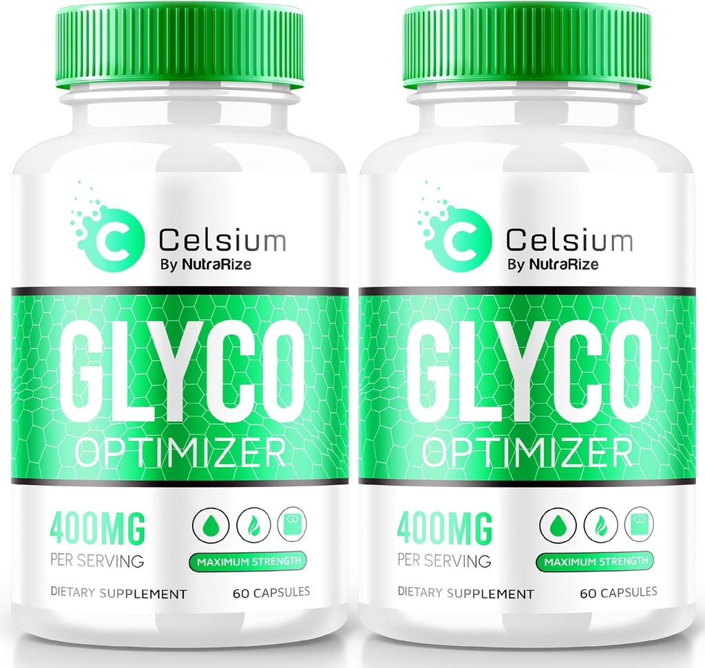 NutraRize (Pack of 2) Celsium Glyco Optimizer, Blood Flow Support, All-Natural Capsules to Maintain Stable Levels, Herbal Plus Vitamins Formula for General Health, Official Reviews (120 Capsules)