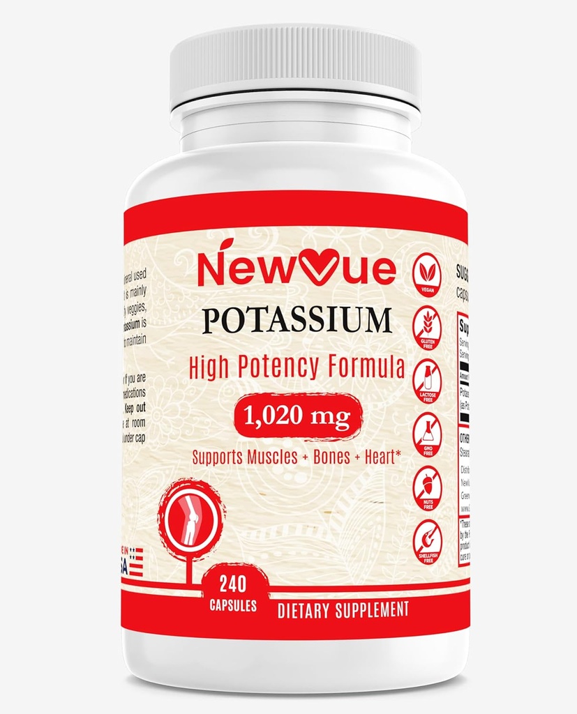 Suplemento de Potasio de NewVue, 1020 mg,120 Actuaciones, 240 caps