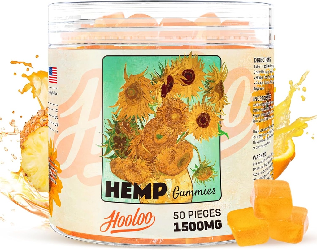 Hemp Gummies Extra Strength for Adults - Citrus Pineapple Natural Juice Vitaminas, Omega 3 - Chewable Gummy for Deep Bedtimes, Focus, Unwind, Made in USA
