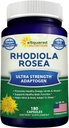 aSquared Nutrition Rhodiola Rosea Supplement 1000mg - 180 Vegan Capsules - Max Strength Rhodiola Root Extract Pills Mejorar la energía pura, Función cerebral & Stress Relief -Golden Root Herb Powder Tablets