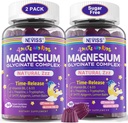 Magnesium Glycinate Gummies for Adults &amp; Kids 4+, Sugar Free Magnesium Bisglycinate Supplement 400/200mg with B6D3, 5HTP, L-Theanine for Sleep & Relax, Brain, Muscle, Melatonin Free Gummies,2Pack