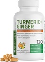 Bronson Turmeric + Ginger Extra Strength Joint Health & Digestion Soporte con BioPerine, Non-GMO, 120 cápsulas vegetarianas