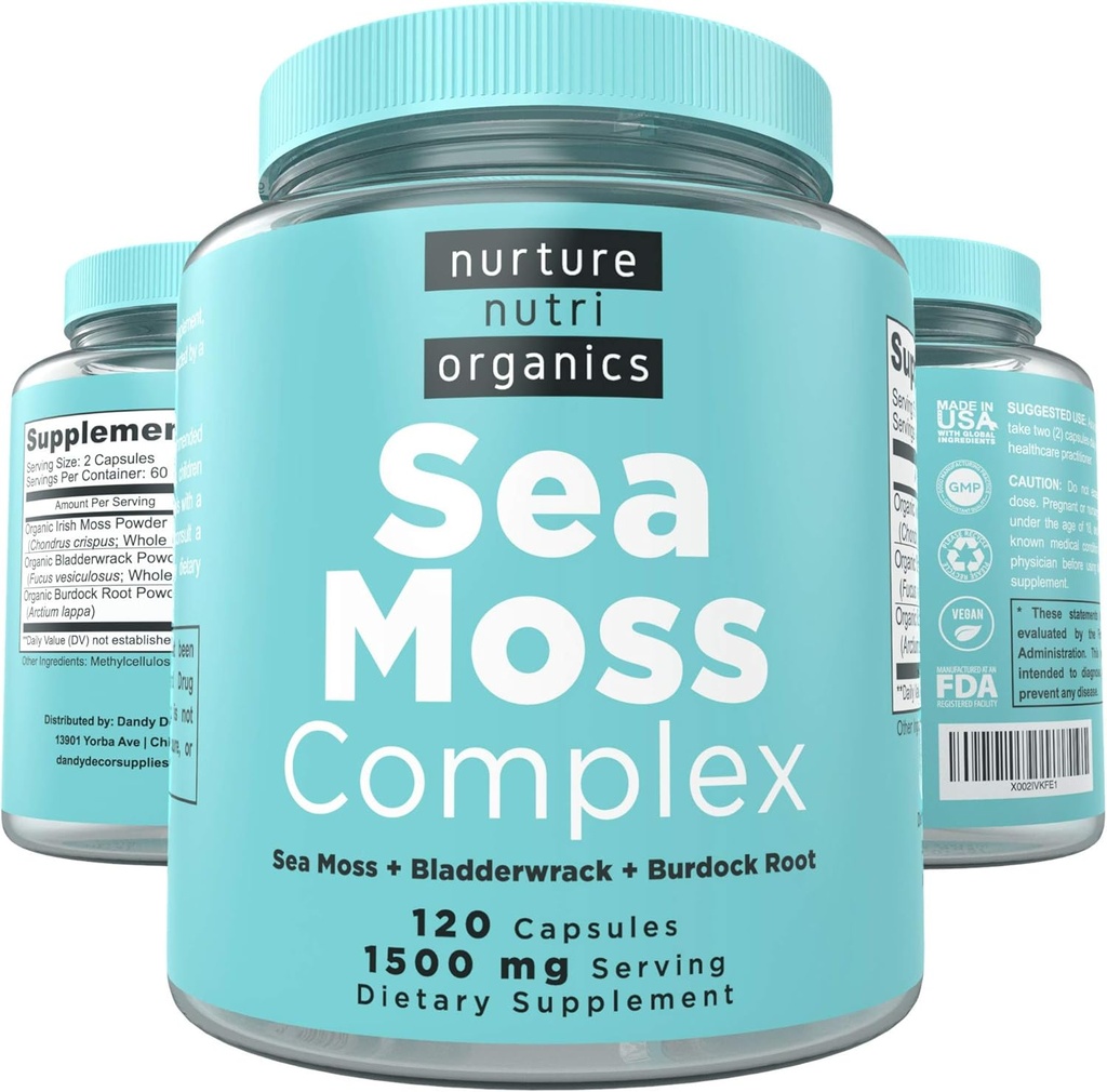Nurture Nutri Organic Sea Moss Complex - 120 Irish Sea Moss Capsules ← Sea Moss Orgánica ← Irlandés Sea Moss Orgánica Raw ← Seamoss Raw Orgánica ← Sea Moss y Bladderwrack Capsules ← Seamoss Pills ←