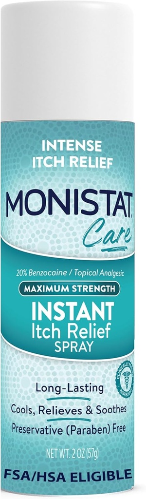Monistat Instant Itch Relief for Women, Feminine Care Spray, for Relief from Intense Vaginal Itch, 2 Oz