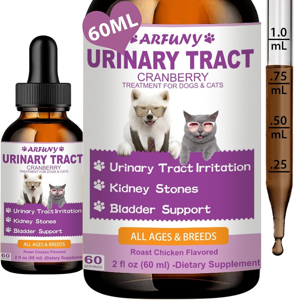 Cat &amp; Dog Urinary Tract Tratamiento de la Infección - Soporte Vejiga, Riñón &amp; Incontinencia - Suplemento de arándano para perros y gatos - Pet UTI Suplemento - Pet Kidney Support - Roast Chicken Flavor