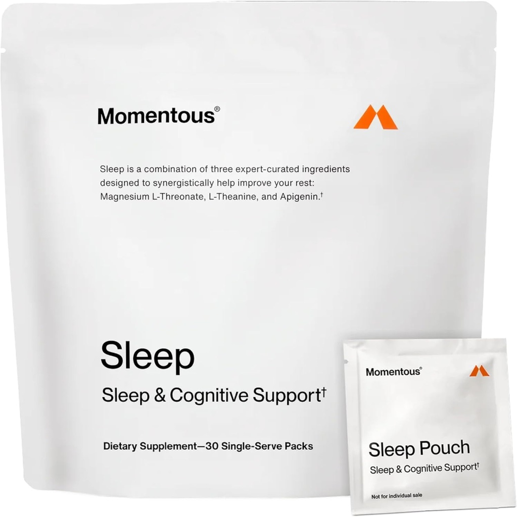Momentous Nightly Sleep Pack - Magnesium Glycinate, Magnesium L-Threonate, y Apigenin - NSF Certified for Sport - 30 Servings