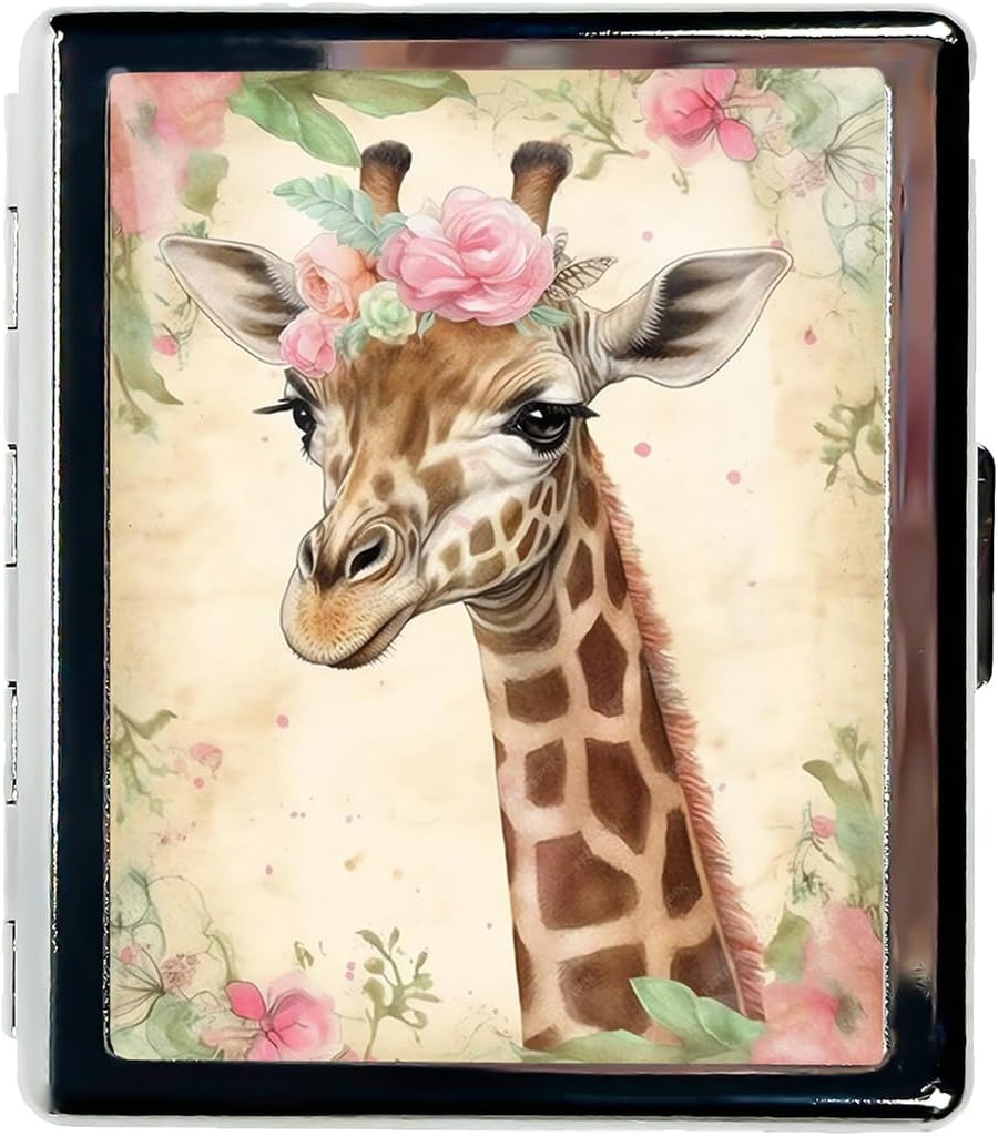 Organizador de pilas de viaje Funda de pequeña pill para Esenciales de Purse 7 Días Cute Pill Box con Mirror Caja de pill portátil para Pocket o Pill Containe Travel Gifts (Giraffe with Floral Crown)