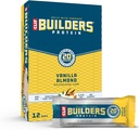 CLIF BUILDERS Protein Bares - Vanilla Almond Flavor - 20g Plant Based Protein - Gluten Free - Non-GMO - Low Glycemic - No Artificial Sweeteners - 2.4 oz. (12 Pack)