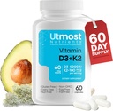 Vitamina D3 con K2-5000iu Vitamina D y 100 mcg Vitamina K Suplemento en una cápsula para la biodisponibilidad máxima - Mejora la absorción de calcio para la salud cardiovascular, inmunitaria y ósea (60 cápsulas)