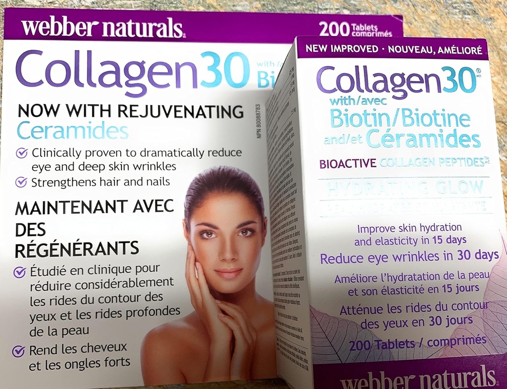 Webber Naturals Collagen 30 con Biotina y Ceramidas, 200 Tabletas