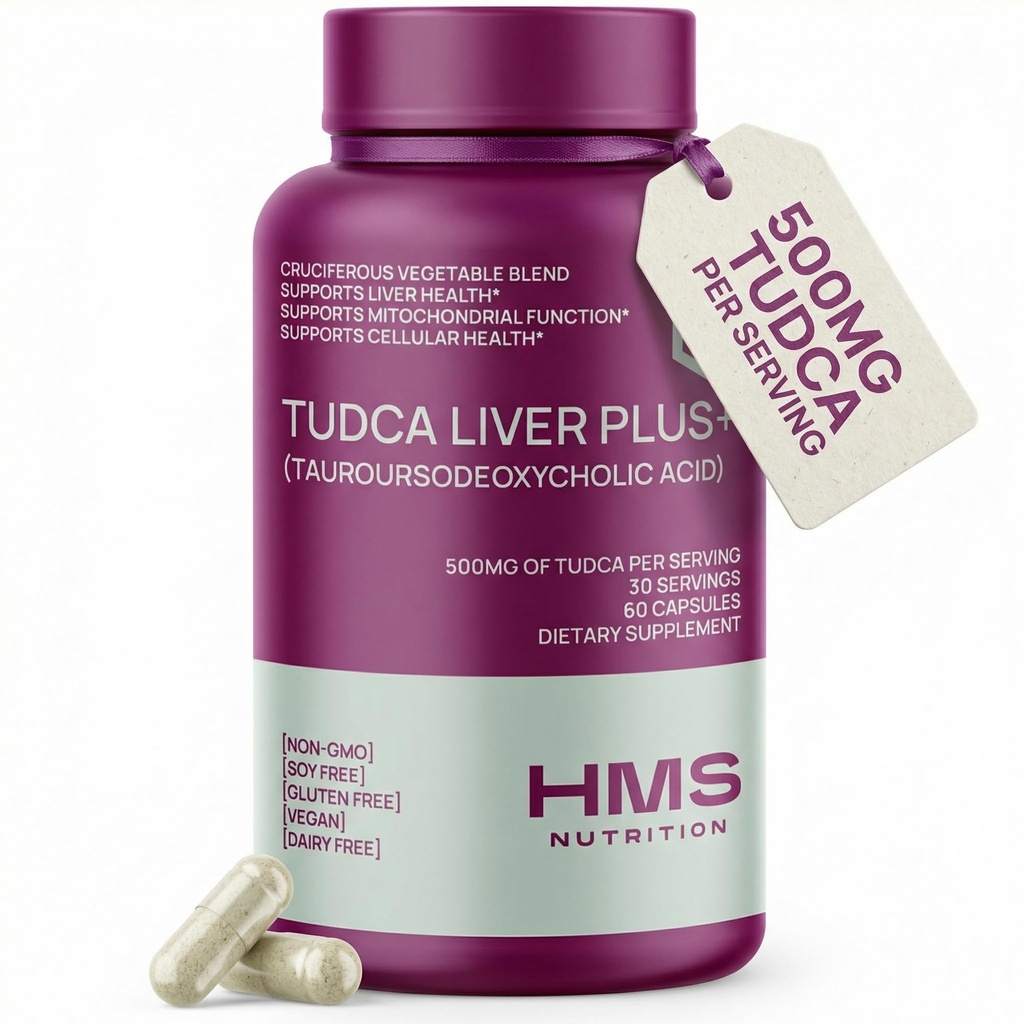 TUDCA Liver Plus+, Suplemento de apoyo al hígado para limpiar el hígado con extracto de semilla de leche, vitamina B12, folato, suplemento de sal de tudca (ácido tauroursodeoxicólico), 60 cápsulas, 1 mes de suministro
