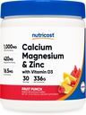 Nutricost Calcium Magnesium Zinc with Vitamin D3 Powder, 30 Servings (Fruit Punch) - Calcium (1000 MG) Magnesium (420 MG) Zinc (16.5 MG) Vitamina D3 (30 MCG) - Gluten Free, Non-GMO