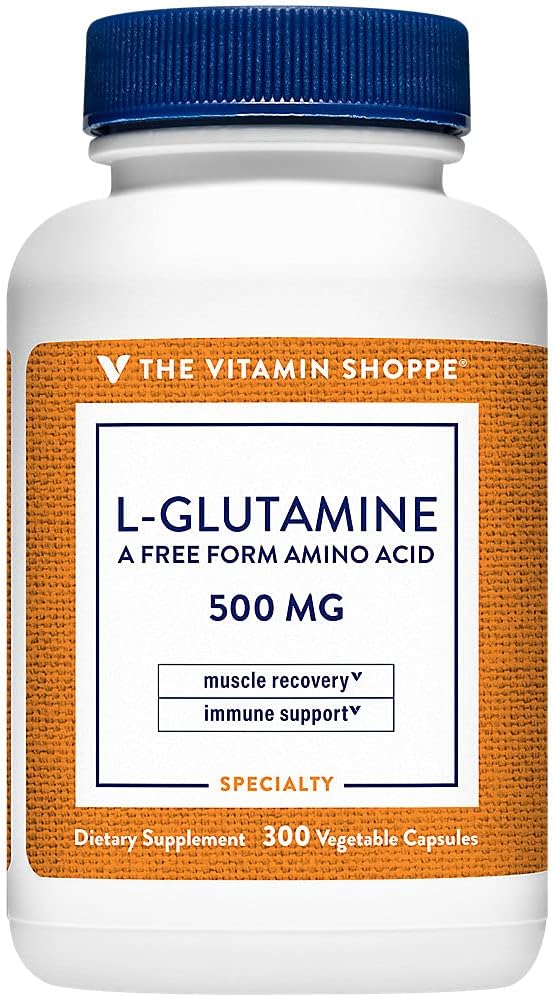 La vitamina Shoppe L-Glutamina 500MG, un ácido aminoácidos de forma gratuita, soporta la recuperación muscular &amp; salud inmunitaria (300 cápsulas)