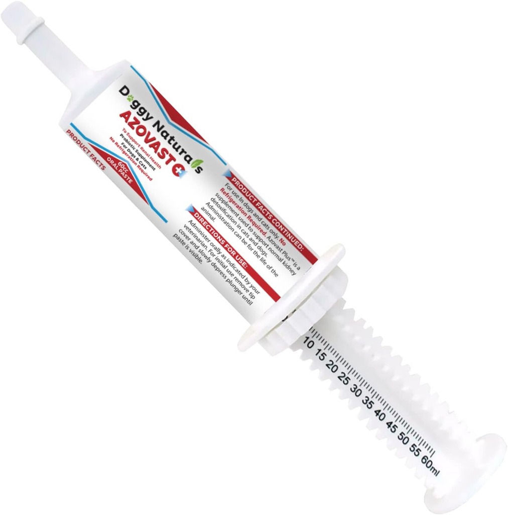 Azovast Plus Kidney Health Supplement for Dogs & Cats, Oral Paste (60 cc) - NO Frigorífico requerido - Ayuda Asistencia Kidney Función &amp; Administrar las toxinas renales Chicken Flavor (Made in U.S.A(60cc)