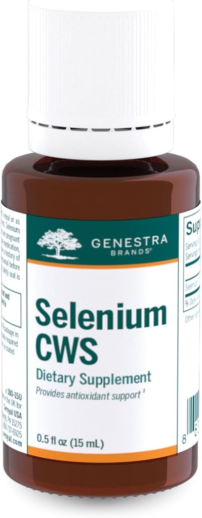 Genestra Brands Selenium CWS ← Antioxidante Nutrient Support Ayuda a proteger contra la tensión oxidativa ← 0.5 fl. oz.